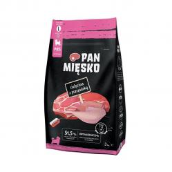 PAN MIĘSKO Puppy Veal with quail L - dry dog food - 3kg