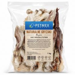 PETMEX rabbit ears with fur - dog treat - 1kg