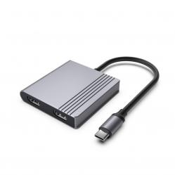 Gembird A-CM-COMBO3-04 USB Type-C 3-in-1 multi-port adapter (2x USB port + 2x HDMI + PD), space grey