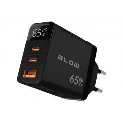 LCD wall charger USB socket + USB-Cx2 PD 65W GAN black wattmeter