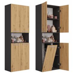 Topeshop NEL 1K DK ANT/ART KP bathroom storage cabinet Graphite, Oak