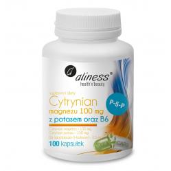 ALINESS Magnesium Citrate 100 mg with Potassium 150 mg, B6 (P-5-P) – dietary supplement – 100 capsules