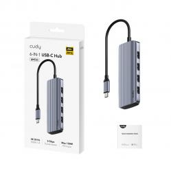 Cudy UH500 laptop dock/port replicator USB 3.2 Gen 1 (3.1 Gen 1) Type-C Grey, Silver