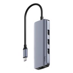 Cudy UH606 laptop dock/port replicator Wired USB 3.2 Gen 1 (3.1 Gen 1) Type-C Grey, Silver