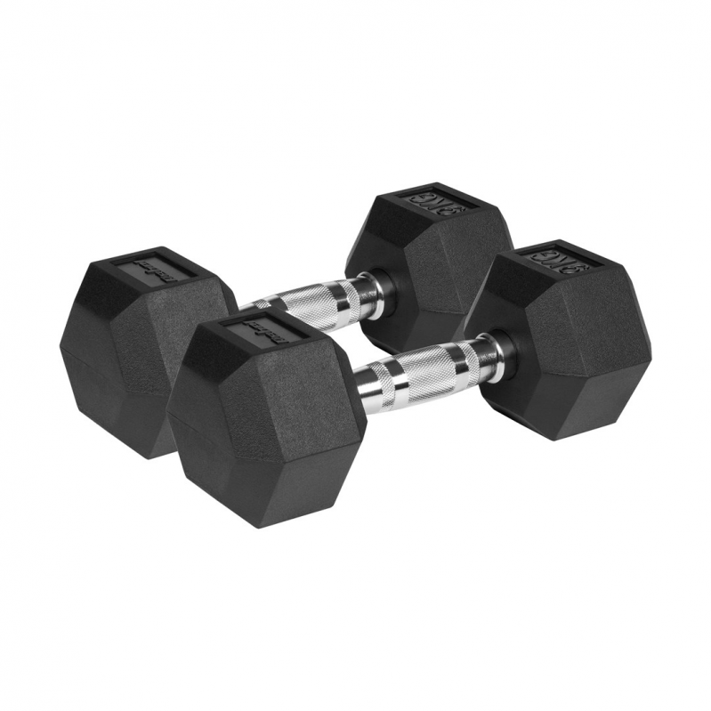 REBEL ACTIVE Rubber-coated cast iron dumbbells 2x9 kg REBEL ACTIVE Rubber-coated cast iron dumbbells 2x9 kg