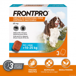 FRONTPRO Flea and tick tablets for dog (>10-25 kg) - 3x 68mg