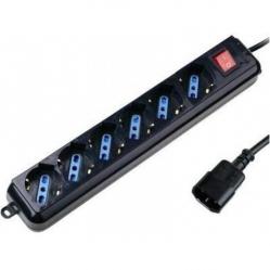 Techly Power Strip 6 Sockets Black with VDE Plug IUPS-PCP-6V