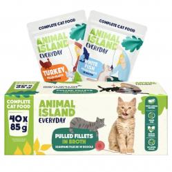 ANIMAL ISLAND Everyday Turkey and White fish fillets in broth - wet cat food - 40 x 85g
