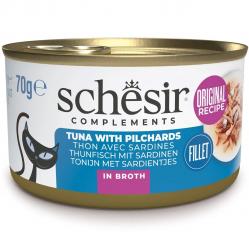 SCHESIR in cooking broth Tuna with sardines - wet cat food - 70 g