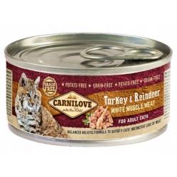 CARNILOVE Cat Turkey & Reindeer White Muscle Meat – wet food for cats – 100 g