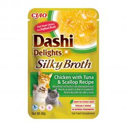 INABA CAT Dashi Delights Silky Broth Chicken with Tuna & Scallop - cat treat - 40g