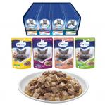 PREVITAL Cat Food Mix 4 Flavors Chicken, Veal, Salmon, Poultry – wet cat food – 96 x 100 g