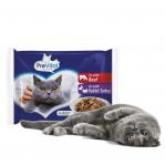 PREVITAL Beef and rabbit with turkey in jelly – wet cat food – 4 x 100g
