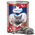 PREVITAL Beef with liver in gravy - wet cat food - 2x415g