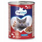 PREVITAL Beef with liver in gravy - wet cat food - 2x415g