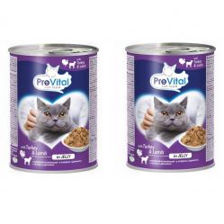 PREVITAL Turkey with lamb in jelly - wet cat food - 2x415g