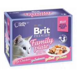 BRIT Premium Family Plate Fillets in Jelly Mix of Flavors - wet food for cats - 12x85g