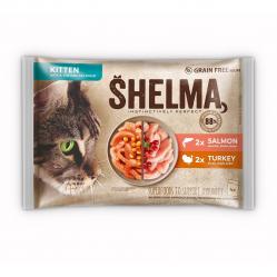SHELMA Kitten with salmon and turkey in sauce - wet cat food - 4x85g