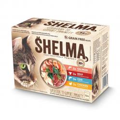 SHELMA with salmon, cod, chicken and beef in sauce - wet cat food - 12x85g