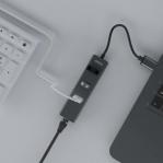 Savio AK-57 USB-A - 3 x USB-A HUB with RJ-45 Gigabit Ethernet adapter 5000 Mbit/s grey USB 3.2 Gen 1 (3.1 Gen 1) Micro-B 5000 Mbit/s Black