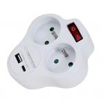 Esperanza ELK311W Electrical splitter 2 GN. USB-C USB-A ON. White