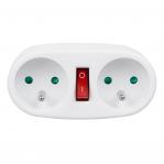 Maclean Current Outlet, Socket Splitter with 2 Sockets and Circuit Breaker, Type E, 2x16A, MCE337 E