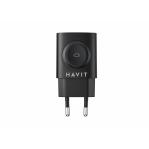 Havit UC132 EU - GaN 22 W dual-port charger with wireless charging option, black