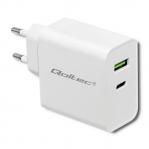 Qoltec 51718 Charger | 45W | 5-20V | 2.4-3A | USB type C PD | USB | White