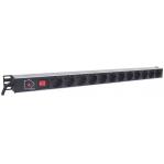 Intellinet Vertical Rackmount 12-Output Power Distribution Unit (PDU), EU CEE 7/3 Outlets, With On/Off Switch and Overload Protection, Built-in 1.8m Power Cord with EU CEE 7/4 Plug