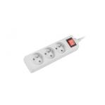 LANBERG POWER STRIP 3M WHITE, 3X 230V PL, WITH SWITCH