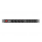 Lanberg PDU-04E04I-0200-BK power distribution unit (PDU) 4 AC outlet(s) 1U Black