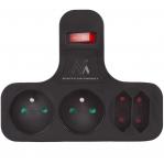Maclean Current Socket, Quadruple with Switch, Stabilizing Foot, Type E, 2x2.5A, 2x16A, MCE224 E/B
