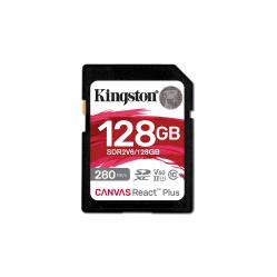 Kingston Technology 128GB Canvas React Plus SDXC UHS-II 280R/100W U3 V60 for Full HD/4K