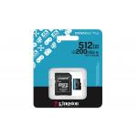 Kingston Technology 512GB microSDXC Canvas Go Plus Gen4 200MB/s A2 U3 V30 Card + Adapter