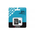 Kingston Technology 64GB microSDXC Canvas Go Plus Gen4 200MB/s A2 U3 V30 Card + Adapter