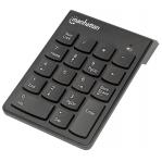 Manhattan Numeric Keypad, Wireless (2.4GHz), USB-A Micro Receiver, 18 Full Size Keys, Black, Membrane Key Switches, Auto Power Management, Range 10m, AAA Battery (included), Windows and Mac, Three Year Warranty