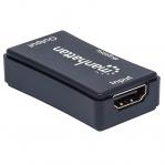 Manhattan HDMI Repeater, 4K@60Hz, Active, Boosts HDMI Signal up to 40m, Black, Three Year Warranty