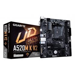 GIGABYTE A520M K V2 Motherboard - Supports AMD Ryzen 5000 Series AM4 CPUs, up to 5100MHz DDR4 (OC), PCIe Gen3 x4 M.2, GbE LAN, USB 3.2 Gen 1