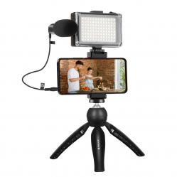Puluz Live broadcast kit tripod mount - LED lamp - microphone - phone clamp