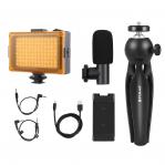 Puluz Live broadcast kit tripod mount - LED lamp - microphone - phone clamp