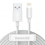 Baseus Simple Wisdom Data Cable Kit USB to Lightning 2.4A (2PCS - Set）1.5m White