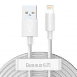 Baseus Simple Wisdom Data Cable Kit USB to Lightning 2.4A (2PCS - Set）1.5m White