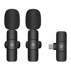 Puluz Ασύρματο Μικρόφωνο Lavalier PU3151B Type-C, 2τμχ (Μαύρο)