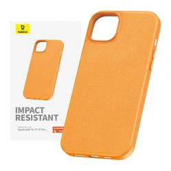Baseus Θήκη Τηλεφώνου Fauxther Series για iPhone 15 Plus (Πορτοκαλί)