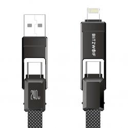 Blitzwolf BW-HDC7 4-σε-1 καλώδιο USB+C+Lightning 240W 1.2m (μαύρο)