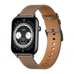 COLMI C28 Smartwatch – Μαύρο + Καφέ δερμάτινο λουράκι