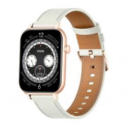 Smartwatch COLMI C28 σε χρυσό χρώμα με λευκό δερμάτινο λουράκι