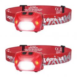 Φακός κεφαλής LEPRO 320014-R-2 με θύρα USB, σε συσκευασία των 2 τεμαχίων