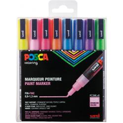 Posca - PC3M - Fine Tip Pen - Sparkling Colors 8 pc