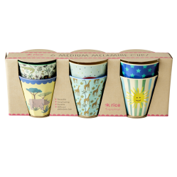 Rice - 6 Pcs Small Melamine Kids Cups - Funky Print